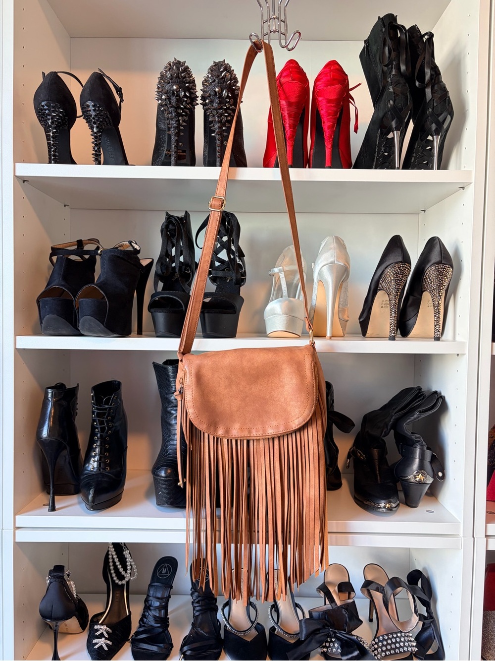Apt. 9 Tan Fringe Crossbody Bag with Adjustable Strap